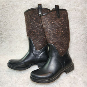 UGG Black and Brown Winter Rain Boots